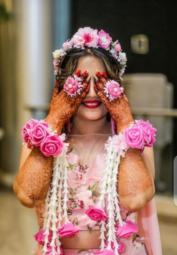 Royal Maroon Floral Crown & Earrings Set