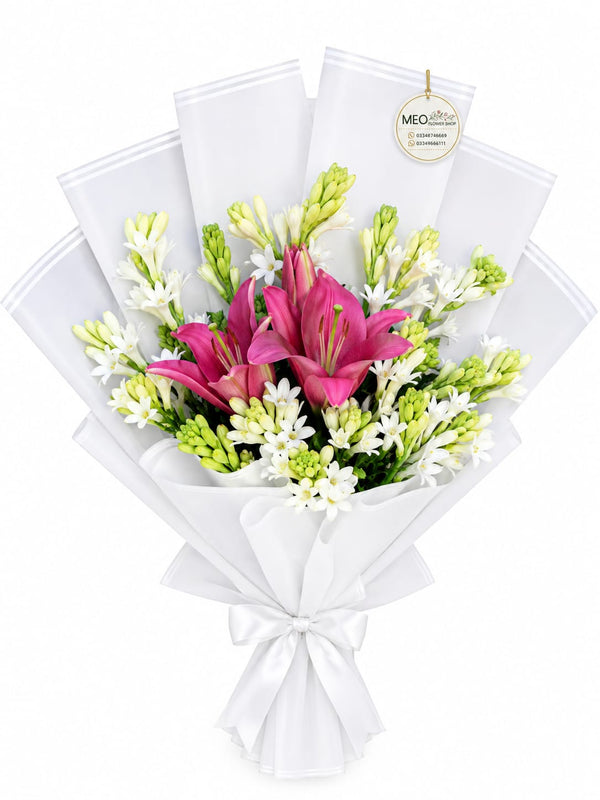 🌸💗 Pink Lily Bliss Bouquet 🤍✨