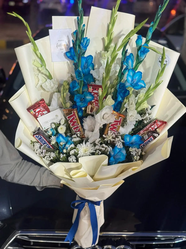 Eid Serenity Gladiolus & Chocolate Bouquet 🌙💙🍫