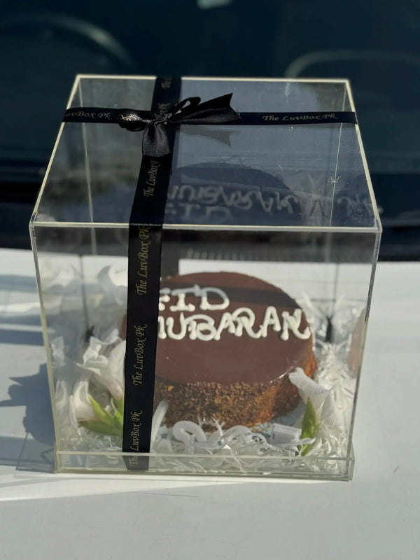 Elegant Eid Mubarak Acrylic Cake Box 🌙🎂🤍