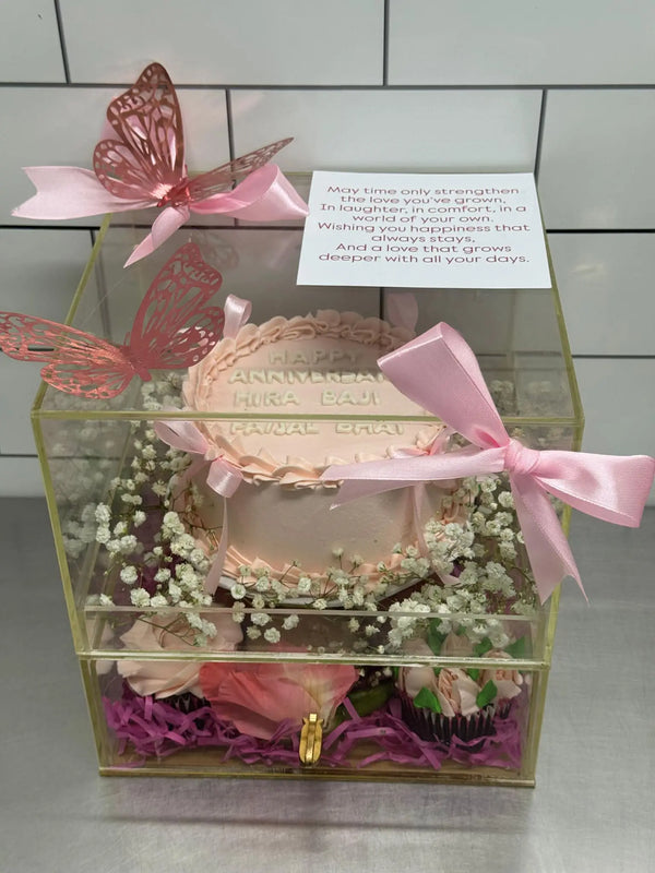 Forever Us Luxe Acrylic Anniversary Box – Cake, Cupcakes & Macarons