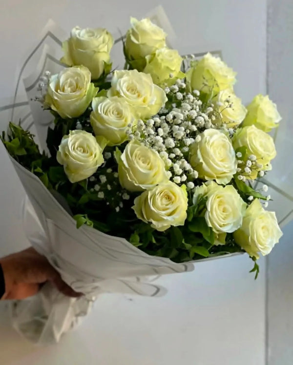 Ivory Bloom – Mother’s Day Imported White Rose Bouquet